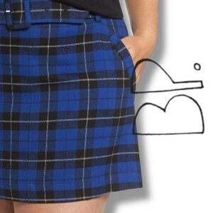 BP Nordstrom Blue Plaid Schoolgirl Skirt sz 4X NWT